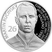 Samoa 2 Dollars (Martin Rucinsky) FZ 26 MARTIN RUČINSKÝ ČLEN SÍNĚ SLAVÍ ČESKEHO HOKEJE MISTR SVĚTA 1999 2001 2005 NAGANO 1998 coin reverse