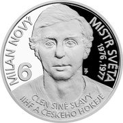 Samoa 2 Dollars (Milan Novy) 6 LJ MILAN NOVÝ MISTR SVETÁ 1976 1977 ČLEN SINE SLÁVY IIHF A ČESKÝ HOKEJE coin reverse