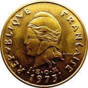 Vanuatu 2 Francs Frigate Bird 1973 KM# 5.2 RÉPVBLIQVE FRANÇAISE R JOLY I E O M 1975 coin obverse Vanuatu 2 Francs Frigate Bird 1973 KM# 5.2 RÉPVBLIQVE FRANÇAISE R JOLY I E O M 1975 coin obverse