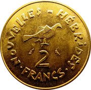 Vanuatu 2 Francs Frigate Bird 1973 KM# 5.2 NOUVELLES HÉBRIDES 2 FRANCS coin reverse Vanuatu 2 Francs Frigate Bird 1973 KM# 5.2 NOUVELLES HÉBRIDES 2 FRANCS coin reverse