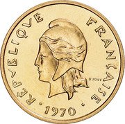 Vanuatu 2 Francs New Hebrides. Essai 1970  KM# E5 RÉPVBLIQVE FRANÇAISE R JOLY 1970 coin obverse Vanuatu 2 Francs New Hebrides. Essai 1970  KM# E5 RÉPVBLIQVE FRANÇAISE R JOLY 1970 coin obverse