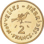 Vanuatu 2 Francs New Hebrides. Essai 1970  KM# E5 NOUVELLES - HÉBRIDES ESSAI 2 FRANCS coin reverse Vanuatu 2 Francs New Hebrides. Essai 1970  KM# E5 NOUVELLES - HÉBRIDES ESSAI 2 FRANCS coin reverse
