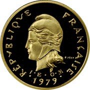 Vanuatu 2 Francs (New Hebrides. Piedfort with Essai) KM# PE17 RÉPVBLIQVE FRANÇAISE R JOLY 1979 I E O M coin obverse Vanuatu 2 Francs (New Hebrides. Piedfort with Essai) KM# PE17 RÉPVBLIQVE FRANÇAISE R JOLY 1979 I E O M coin obverse
