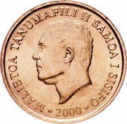 Samoa 2 Sene Tanumafili II FAO 2000 KM# 122 MALIETOA TANUMAFILI II SAMOA I SISIFO 2000 coin obverse Samoa 2 Sene Tanumafili II FAO 2000 KM# 122 MALIETOA TANUMAFILI II SAMOA I SISIFO 2000 coin obverse