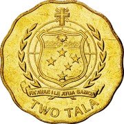 Samoa Two Tala Tui Atua Tupua Tamasese Efi 2011 KM# 178 FA'AVAE I LE ATUA SAMOA TWO TALA coin reverse Samoa Two Tala Tui Atua Tupua Tamasese Efi 2011 KM# 178 FA'AVAE I LE ATUA SAMOA TWO TALA coin reverse