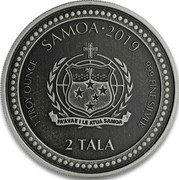 Samoa 2 Tala (Seahorse. Antiqued) 1 TROY OUNCE SAMOA 2019 999 FINE SILVER FA'AVAE I LE ATUA SAMOA 2 TALA coin obverse Samoa 2 Tala (Seahorse. Antiqued) 1 TROY OUNCE SAMOA 2019 999 FINE SILVER FA'AVAE I LE ATUA SAMOA 2 TALA coin obverse