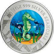 Samoa 2 Tala (Seahorse. Coloured) 1 OZ 999 SILVER SEAHORSE coin reverse Samoa 2 Tala (Seahorse. Coloured) 1 OZ 999 SILVER SEAHORSE coin reverse