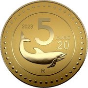 Italy 20 Euro (5 Lire Coin Reproduction) EURO 20 2023 5 R coin reverse Italy 20 Euro (5 Lire Coin Reproduction) EURO 20 2023 5 R coin reverse