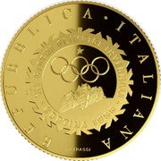 Italy 20 Euro Olympic Heritage. Cortina 1956 2023 R REPUBBLICA ITALIANA PETRASSI coin obverse Italy 20 Euro Olympic Heritage. Cortina 1956 2023 R REPUBBLICA ITALIANA PETRASSI coin obverse