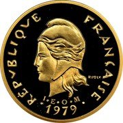 Vanuatu 20 Francs (New Hebrides. Piedfort with Essai) KM# PE26 RÉPVBLIQVE FRANÇAISE R JOLY 1979 I E O M coin obverse Vanuatu 20 Francs (New Hebrides. Piedfort with Essai) KM# PE26 RÉPVBLIQVE FRANÇAISE R JOLY 1979 I E O M coin obverse