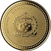 Samoa 20 Tala (Light of Christ) 1 TROY OUNCE SAMOA 2022 9999 FINE GOLD FAʻAVAE I LE ATUA SAMOA 20 TALA coin obverse