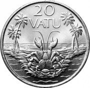 Vanuatu 20 Vatu Crab 1990 KM# 7 20 VATU coin reverse Vanuatu 20 Vatu Crab 1990 KM# 7 20 VATU coin reverse