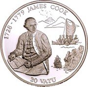 Vanuatu 20 Vatu Captain James Cook 1994 Proof KM# 19 1728-1779 JAMES COOK 20 VATU coin reverse Vanuatu 20 Vatu Captain James Cook 1994 Proof KM# 19 1728-1779 JAMES COOK 20 VATU coin reverse