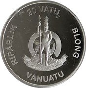 Vanuatu 20 Vatu Charlemagne 2022  Proof RIPABLIK 20 VATU BLONG LONG GOD YUMI STANAP VANUATU coin obverse Vanuatu 20 Vatu Charlemagne 2022  Proof RIPABLIK 20 VATU BLONG LONG GOD YUMI STANAP VANUATU coin obverse