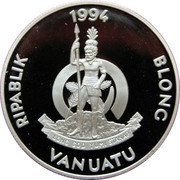 Vanuatu 20 Vatu Endangered Wildlife. Kingfisher 1994 Proof KM# 20 RIPABLIK 1994 BLONG VANUATU LONG GOD YUMI STANAP coin obverse Vanuatu 20 Vatu Endangered Wildlife. Kingfisher 1994 Proof KM# 20 RIPABLIK 1994 BLONG VANUATU LONG GOD YUMI STANAP coin obverse