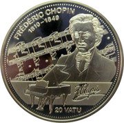 Vanuatu 20 Vatu (Frederic Chopin) FRÉDÉRIC CHOPIN 1810-1849 20 VATU coin reverse Vanuatu 20 Vatu (Frederic Chopin) FRÉDÉRIC CHOPIN 1810-1849 20 VATU coin reverse