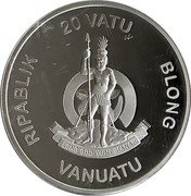 Vanuatu 20 Vatu (Georges Bizet) RIPABLIK 20 VATU BLONG LONG GOD YUMI STANAP VANUATU coin obverse Vanuatu 20 Vatu (Georges Bizet) RIPABLIK 20 VATU BLONG LONG GOD YUMI STANAP VANUATU coin obverse