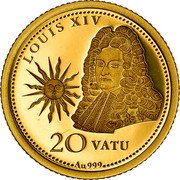 Vanuatu 20 Vatu (Louis XIV) LOUIS XIV 20 VATU AU 999 coin reverse Vanuatu 20 Vatu (Louis XIV) LOUIS XIV 20 VATU AU 999 coin reverse