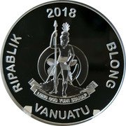 Vanuatu 20 Vatu (Pyeongchang Winter Olympic Games) RIPABLIK BLONG VANUATU LONG GOD YUMI STANAP 2018 coin obverse Vanuatu 20 Vatu (Pyeongchang Winter Olympic Games) RIPABLIK BLONG VANUATU LONG GOD YUMI STANAP 2018 coin obverse