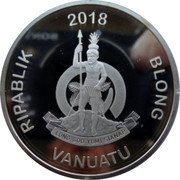 Vanuatu 20 Vatu (World Football Cup Russia) RIPABLIK BLONG VANUATU LONG GOD YUMI STANAP 2018 coin obverse Vanuatu 20 Vatu (World Football Cup Russia) RIPABLIK BLONG VANUATU LONG GOD YUMI STANAP 2018 coin obverse