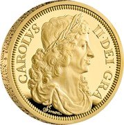 UK 200 Pounds King Charles II 2023  Proof CAROLVS II DEI GRA SIMON coin reverse