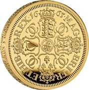 UK 200 Pounds (Charles III Petition Crown, Shields) MAG BRI FR ET HIB REX 16 63 HONI SOIT QUI MAL Y PENSE coin reverse