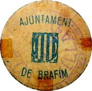 Spain 25 Centimos (Brafim) AJUNTAMENT DE BRAFIM coin obverse Spain 25 Centimos (Brafim) AJUNTAMENT DE BRAFIM coin obverse