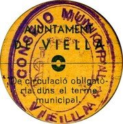 Spain 25 Centimos (Viella) AJUNTAMENT DE VIELLA DE CIRCULACIÓ OBLIGATÒRIA DINS EL TERME MUNICIPAL coin obverse Spain 25 Centimos (Viella) AJUNTAMENT DE VIELLA DE CIRCULACIÓ OBLIGATÒRIA DINS EL TERME MUNICIPAL coin obverse