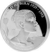 Samoa 25 Dollars (25th Anniversaire Audrey Hepburn) AUDREY HEPBURN 1 KG 999AG 25TH ANNIV coin reverse Samoa 25 Dollars (25th Anniversaire Audrey Hepburn) AUDREY HEPBURN 1 KG 999AG 25TH ANNIV coin reverse