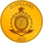 Niue 25 Dollars Charles III Green Lantern 2023 Proof 25 DOLLARS PUBLIC SEAL OF NIUE ATUA NIUE TUKULAGI 2023 coin obverse Niue 25 Dollars Charles III Green Lantern 2023 Proof 25 DOLLARS PUBLIC SEAL OF NIUE ATUA NIUE TUKULAGI 2023 coin obverse