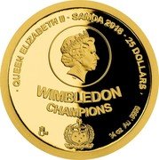 Samoa 25 Dollars (Czech Tennis Legends. Jan Kodesh) WIMBLEDON CHAMPIONS CM IRB QUEEN ELIZABETH II SAMOA 2018 25 DOLLARS 1/4OZ AU .9999 coin obverse Samoa 25 Dollars (Czech Tennis Legends. Jan Kodesh) WIMBLEDON CHAMPIONS CM IRB QUEEN ELIZABETH II SAMOA 2018 25 DOLLARS 1/4OZ AU .9999 coin obverse