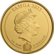 Samoa 25 Dollars (DC Comics. Batman) SAMOA 2023 IRB 1 OZ AU 999 25 DOLLARS coin obverse Samoa 25 Dollars (DC Comics. Batman) SAMOA 2023 IRB 1 OZ AU 999 25 DOLLARS coin obverse