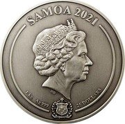 Samoa 25 Dollars (Elizabeth II - Hogwarts Castle) IRB 1 KG AG 999 25 DOLLARS SAMOA 2021 coin obverse Samoa 25 Dollars (Elizabeth II - Hogwarts Castle) IRB 1 KG AG 999 25 DOLLARS SAMOA 2021 coin obverse