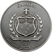 Samoa 25 Dollars (Vikings) SAMOA 2023 1 KG AG 999 IRB 25 DOLLARS coin obverse Samoa 25 Dollars (Vikings) SAMOA 2023 1 KG AG 999 IRB 25 DOLLARS coin obverse