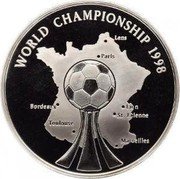 Samoa 25 Tala World Championship 1998 Proof KM# 158 WORLD CHAMPIONSHIP 1998 coin reverse Samoa 25 Tala World Championship 1998 Proof KM# 158 WORLD CHAMPIONSHIP 1998 coin reverse