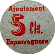 Spain 5 Centimos (Esparreguera) AJUNTAMENT ESPARREGUERA 5 CTS. coin obverse Spain 5 Centimos (Esparreguera) AJUNTAMENT ESPARREGUERA 5 CTS. coin obverse