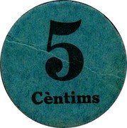 Spain 5 Centimos (Suria) 5 CÈNTIMS coin reverse Spain 5 Centimos (Suria) 5 CÈNTIMS coin reverse
