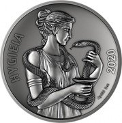 Samoa 5 Dollars Hygieia 2020 In Sets only HYGIEIA 2020 AG 999 2 OZ coin reverse