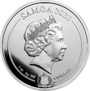 Samoa 5 Dollars Steve Mc Queen 2021  Proof SAMOA 2021 1 OZ AG 999 5 DOLLARS coin obverse Samoa 5 Dollars Steve Mc Queen 2021  Proof SAMOA 2021 1 OZ AG 999 5 DOLLARS coin obverse