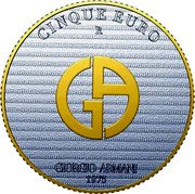 Italy 5 Euro (Giorgio Armani Sketch 1) GA CINQUE EURO R GIORGIO ARMANI 1975 coin reverse Italy 5 Euro (Giorgio Armani Sketch 1) GA CINQUE EURO R GIORGIO ARMANI 1975 coin reverse