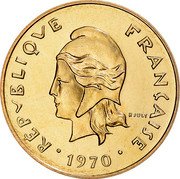 Vanuatu 5 Francs New Hebrides. Essai 1970  KM# E6 RÉPVBLIQVE FRANÇAISE R JOLY 1970 coin obverse Vanuatu 5 Francs New Hebrides. Essai 1970  KM# E6 RÉPVBLIQVE FRANÇAISE R JOLY 1970 coin obverse