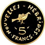 Vanuatu 5 Francs (New Hebrides. Piedfort with Essai) KM# PE20 NOUVELLES HÉBRIDES 5 FRANCS coin reverse Vanuatu 5 Francs (New Hebrides. Piedfort with Essai) KM# PE20 NOUVELLES HÉBRIDES 5 FRANCS coin reverse