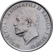 Samoa 5 Sene Tanumafili II 1967 KM# 3 MALIETOA TANUMAFILI II SAMOA I SISIFO HP coin obverse Samoa 5 Sene Tanumafili II 1967 KM# 3 MALIETOA TANUMAFILI II SAMOA I SISIFO HP coin obverse