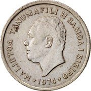 Samoa 5 Sene Tanumafili II 1974 KM# 14 MALIETOA TANUMAFILI II SAMOA I SISIFO HP 1974 coin obverse Samoa 5 Sene Tanumafili II 1974 KM# 14 MALIETOA TANUMAFILI II SAMOA I SISIFO HP 1974 coin obverse