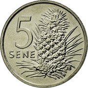 Samoa 5 Sene Pineapple 2002 KM# 131 5 SENE JB coin reverse Samoa 5 Sene Pineapple 2002 KM# 131 5 SENE JB coin reverse