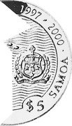 Samoa 5 Tala Epoch. Part 1 of 2 1997 Proof KM# 115 1997-2000 SAMOA $5 coin obverse Samoa 5 Tala Epoch. Part 1 of 2 1997 Proof KM# 115 1997-2000 SAMOA $5 coin obverse