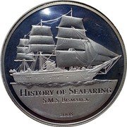 Samoa 5 Tala S.M.S. Bismark 2008 Proof KM# 181 HISTORY OF SEAFARING S.M.S. BISMARK 2008 coin reverse Samoa 5 Tala S.M.S. Bismark 2008 Proof KM# 181 HISTORY OF SEAFARING S.M.S. BISMARK 2008 coin reverse