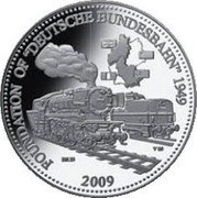 Samoa 5 Tala Foundation Deutsche Bundesbahn 2009 Proof KM# 192 2009 "FOUNDATION OF DEUTSCHE BUNDESBAHN" 1949 coin reverse Samoa 5 Tala Foundation Deutsche Bundesbahn 2009 Proof KM# 192 2009 "FOUNDATION OF DEUTSCHE BUNDESBAHN" 1949 coin reverse