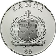 Samoa 5 Tala London Olympics 2009 KM# 194 SAMOA $5 FA'AVAE I LE ATUA SAMOA coin obverse Samoa 5 Tala London Olympics 2009 KM# 194 SAMOA $5 FA'AVAE I LE ATUA SAMOA coin obverse