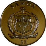 Samoa 5 Tala German Railways. 175th Anniversary 2010 Proof KM# 217 SAMOA $5 FA'AVAE I LE ATUA SAMOA coin obverse